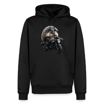 Herisson motard - Sweat à capuche Premium bio Homme - noir - Devant - Nico (187cm)