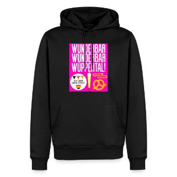 Wuppertal - Männer Premium Bio Hoodie - Schwarz - Vorne - Nico (187cm)