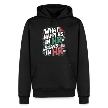 HR-Geheimnisse bleiben unter uns - Männer Premium Bio Hoodie - Schwarz - Vorne - Nico (187cm)