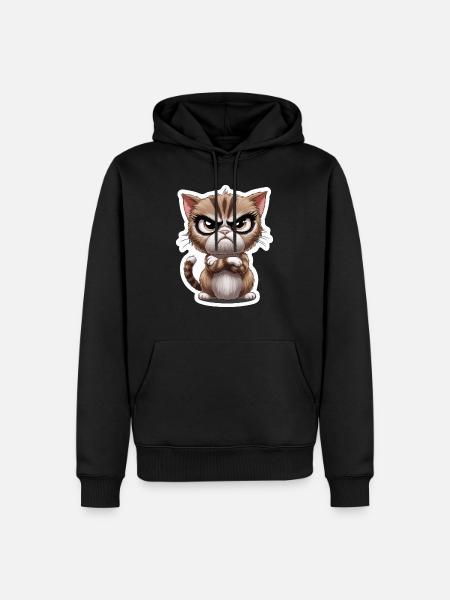 Chat sinistre drôle - motif de dessin animé pour ami animal - Sweat à capuche Premium bio Homme - noir