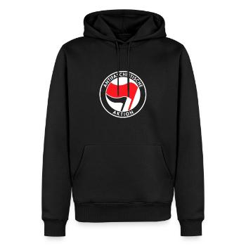 Action antifasciste - Sweat à capuche Premium bio Homme - noir - Devant - Nico (187cm)