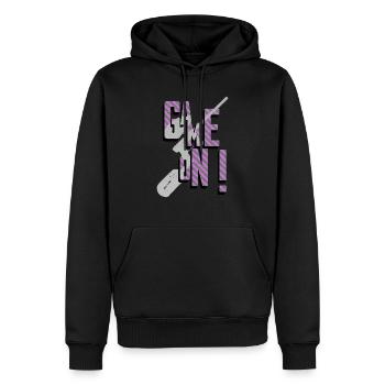 Jeu sur l’art de la police, marqueur de paintball sur le dessus - Sweat à capuche Premium bio Homme - noir - Devant - Nico (187cm)