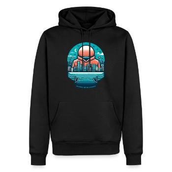 Stadt in der Hood - Männer Premium Bio Hoodie - Schwarz - Vorne - Nico (187cm)