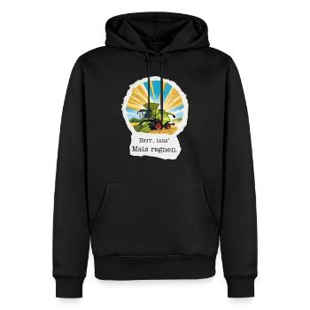 Herr, lass Mais regnen – für die Ernte! - Männer Premium Bio Hoodie - Schwarz - Vorne - Nico (187cm)