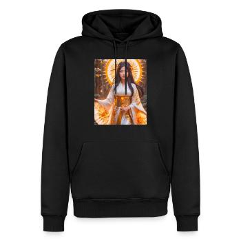 Amaterasu Déesse du soleil rayonnante en kimono blanc avec - Sweat à capuche Premium bio Homme - noir - Devant - Nico (187cm)