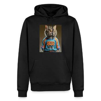 808Cat Adult - Männer Premium Bio Hoodie - Schwarz - Vorne - Nico (187cm)
