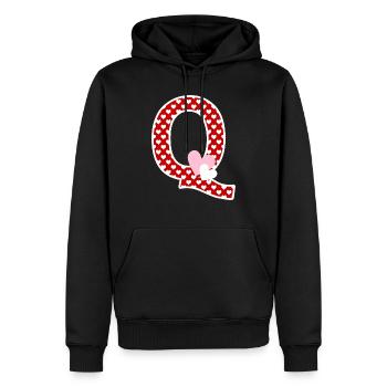 Lettre q cœur - Sweat à capuche Premium bio Homme - noir - Devant - Nico (187cm)