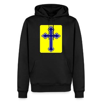 Symbole de la croix - Sweat à capuche Premium bio Homme - noir - Devant - Nico (187cm)