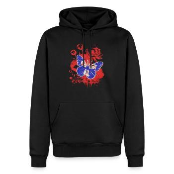 Vintage Schmetterling mit Blumen - Männer Premium Bio Hoodie - Schwarz - Vorne - Nico (187cm)