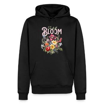 In Full Bloom – Flower Passion - Männer Premium Bio Hoodie - Schwarz - Vorne - Nico (187cm)