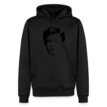 Rimbaud - Sweat à capuche Premium bio Homme - noir - Devant - Nico (187cm)