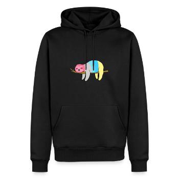 Genderflux Sloth Genderflux Pride - Men’s Premium Organic Hoodie - black - Front - Nico (187cm)