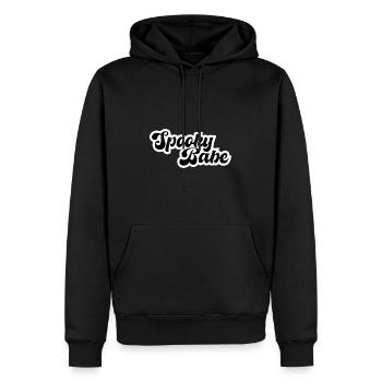Spooky babe, texte d’Halloween d’inspiration rétro - Sweat à capuche Premium bio Homme - noir - Devant - Nico (187cm)