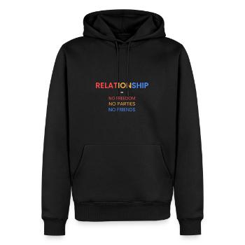 Beziehung=keine Freiheit - Männer Premium Bio Hoodie - Schwarz - Vorne - Nico (187cm)