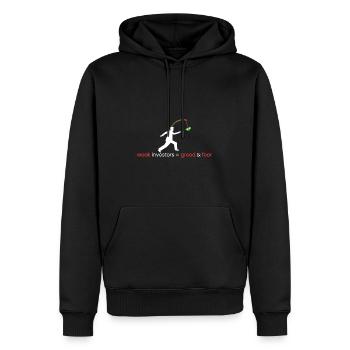 Weak investors = greed & fear - Men’s Premium Organic Hoodie - black - Front - Nico (187cm)