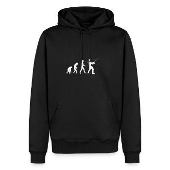 Evolution Angler Shirt - Men’s Premium Organic Hoodie - black - Front - Nico (187cm)