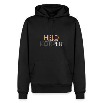 Held von meinem Körper - Männer Premium Bio Hoodie - Schwarz - Vorne - Nico (187cm)