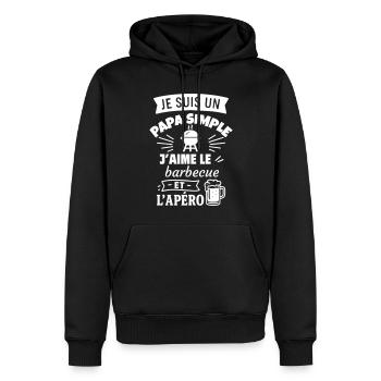 Papa simple barbecue cadeau fête des pères - Sweat à capuche Premium bio Homme - noir - Devant - Nico (187cm)