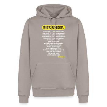AD - das Vater Unser für alle Bier Fans - hier ist - Männer Premium Bio Hoodie - Taupe - Vorne - Nico (187cm)