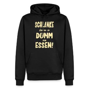 FD - Schlanke Menschen sind nur zu dumm zum Essen - Männer Premium Bio Hoodie - Schwarz - Vorne - Nico (187cm)