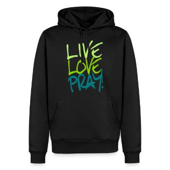 Live-Love-Pray! - Männer Premium Bio Hoodie - Schwarz - Vorne - Nico (187cm)