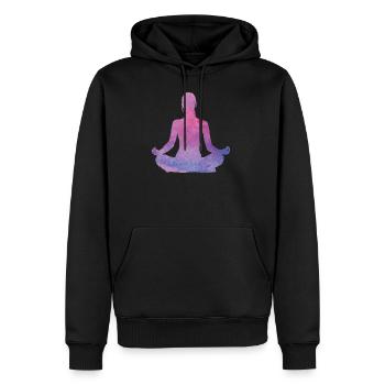 Yoga silhouette femme aquarelle - Sweat à capuche Premium bio Homme - noir - Devant - Nico (187cm)