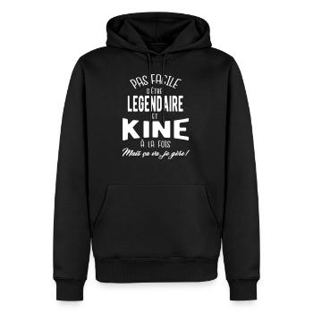 Not easy to be legendary and physio - Men’s Premium Organic Hoodie - black - Front - Nico (187cm)