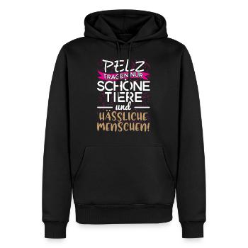 Tierschutz - Pelz ist nur für Tiere bunt - Männer Premium Bio Hoodie - Schwarz - Vorne - Nico (187cm)