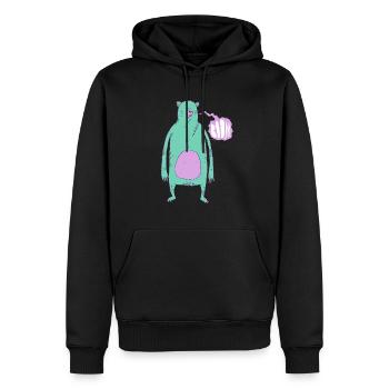 Boom Bear Green - Sweat à capuche Premium bio Homme - noir - Devant - Nico (187cm)