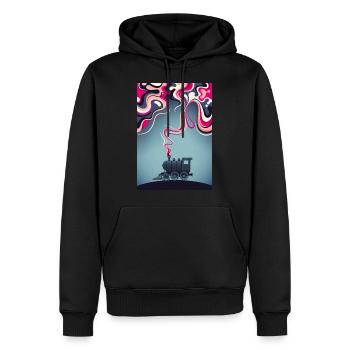 Lok Eisenbahn Lokführer Fahrzeug Bahn Dampflok - Männer Premium Bio Hoodie - Schwarz - Vorne - Nico (187cm)