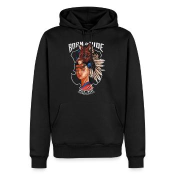 Born to Ride - Indiens - Guerrier Design - Sweat à capuche Premium bio Homme - noir - Devant - Nico (187cm)