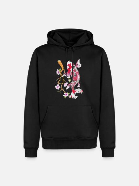 Koi carpe Lotus design japonais cadeau - Sweat à capuche Premium bio Homme - noir