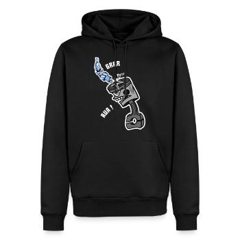 Dicke Luft im Motor - Männer Premium Bio Hoodie - Schwarz - Vorne - Nico (187cm)