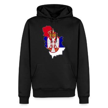 Serbie - Sweat à capuche Premium bio Homme - noir - Devant - Nico (187cm)