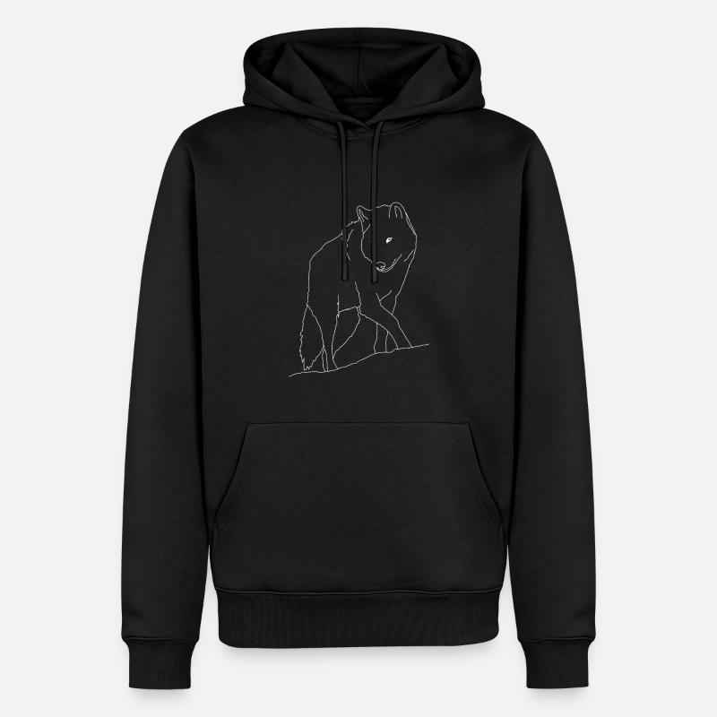 Wolf - Männer Premium Bio Hoodie - Schwarz