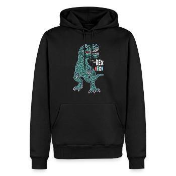 T-Rex Neon - Männer Premium Bio Hoodie - Schwarz - Vorne - Nico (187cm)