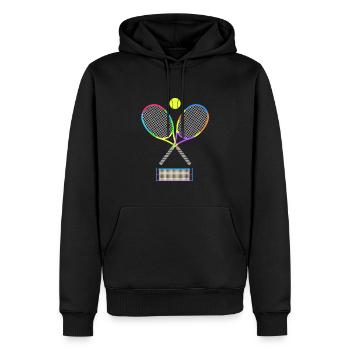 Raquettes de tennis et balle - idée cadeau - Sweat à capuche Premium bio Homme - noir - Devant - Nico (187cm)