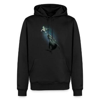 nackte Meerjungfrau Nixe schwimmt mit Wal Shirt - Männer Premium Bio Hoodie - Schwarz - Vorne - Nico (187cm)