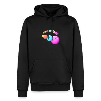 "BUBBLE GANG" ~ pattern, funny chewing gum - Men’s Premium Organic Hoodie - black - Front - Nico (187cm)