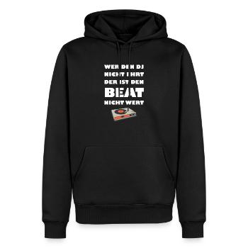 Qui n’honore pas le DJ - Sweat à capuche Premium bio Homme - noir - Devant - Nico (187cm)