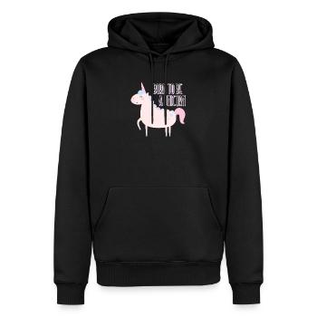 Né pour être une licorne - Sweat à capuche Premium bio Homme - noir - Devant - Nico (187cm)