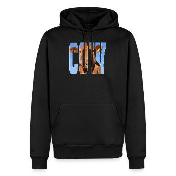 vache - Sweat à capuche Premium bio Homme - noir - Devant - Nico (187cm)