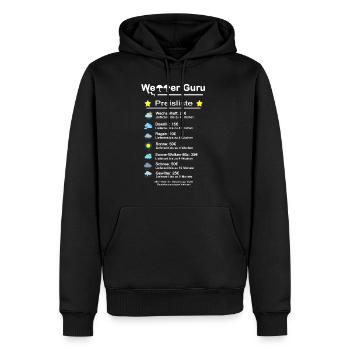 Wetter Guru Preisliste Schoenes wetter bestellen - Männer Premium Bio Hoodie - Schwarz - Vorne - Nico (187cm)