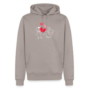 Wedding - Men’s Premium Organic Hoodie - taupe - Front - Nico (187cm)