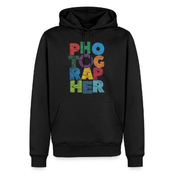 Photographe Photographe prenant des photos - Sweat à capuche Premium bio Homme - noir - Devant - Nico (187cm)