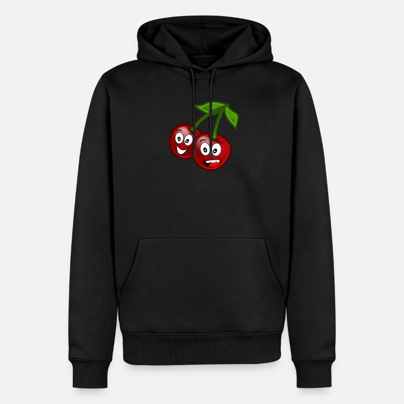 Lustige Sommerfrüchte Kirsche - Männer Premium Bio Hoodie - Schwarz