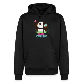 Panda avec glace - Sweat à capuche Premium bio Homme - noir - Devant - Nico (187cm)