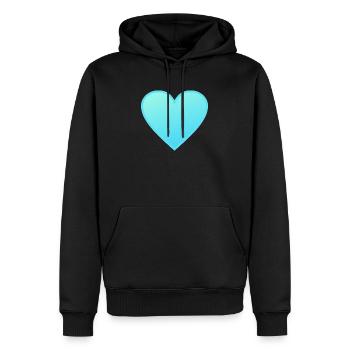 Coeur - lumière bleue - Sweat à capuche Premium bio Homme - noir - Devant - Nico (187cm)