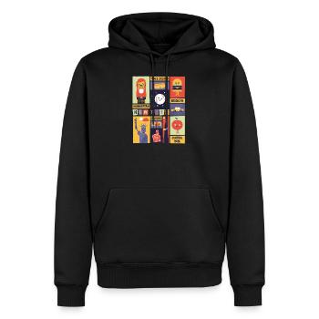 New York - Männer Premium Bio Hoodie - Schwarz - Vorne - Nico (187cm)