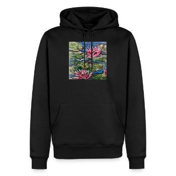 Seerosen - Männer Premium Bio Hoodie - Schwarz - Vorne - Nico (187cm)